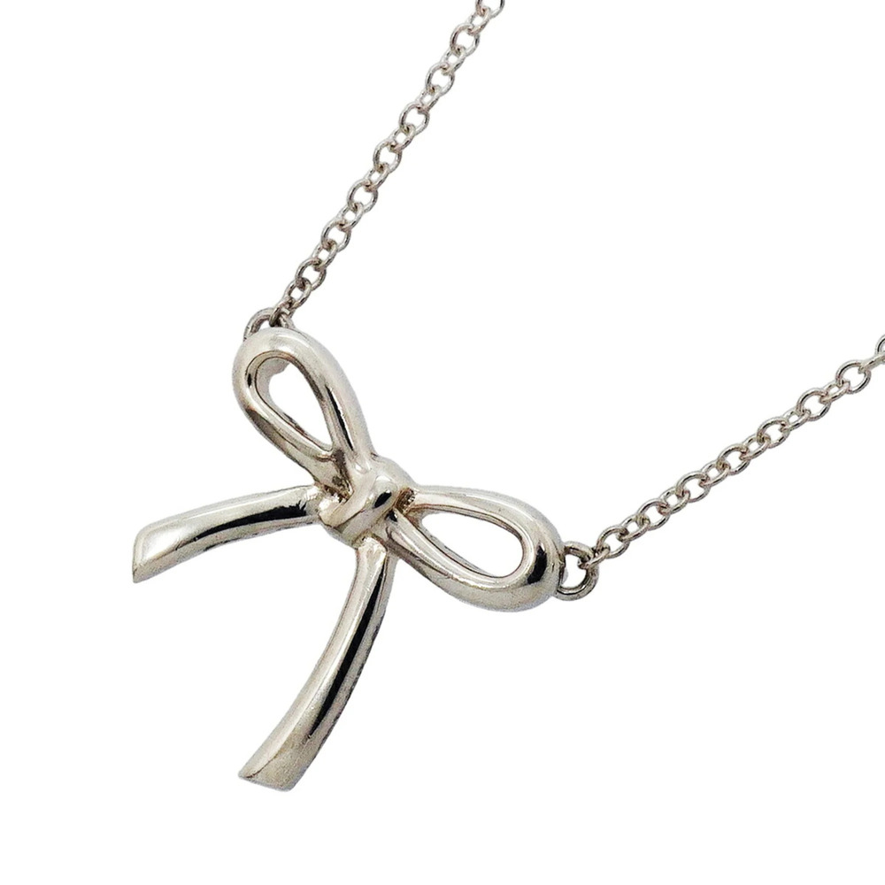 Tiffany & Co. Bow Ribbon Necklace, Sterling Silver 925, Women's